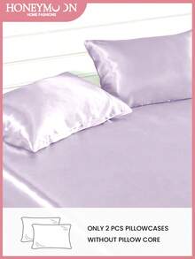 Bộ 2 vỏ gối satin cao cấp, mềm mại và thoáng khí, chống nhăn, nhẹ nhàng cho tóc và da, cải thiện chất lượng giấc ngủ, không bao gồm ruột gối, màu tím nhạt, đạt chứng nhận Oeko-Tex. - Khoai môn tím - Xem 2