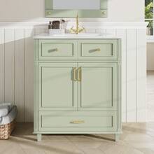 Vanity Unit With Ceramic Basin, Soft-Close Drawer, Modern Bathroom Furniture Offering Ample Storage Space, Metal Handles And Overflow Protection, 81 * 45.5 * 86.5 Cm, Green - Mint Green - View 1