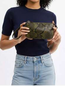 Coach Women's Nolita 19 Bag In Gunmetal/Olive Snake Print - 墨綠色 - 查看 4