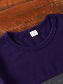 Setelan 2pcs Musim Panas: Kaos Lengan Pendek Leher Bulat dan Celana Pendek, Kasual, Olahraga, Pelajar, Liburan, Atletik untuk Usia 3-7 Tahun - Purple - View 7