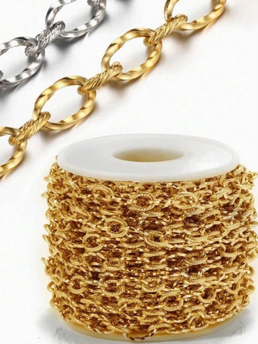 Dây xích xoắn dày bằng thép không gỉ dài 1m, có thể dùng để làm dây nối dài, vòng tay, vòng cổ cho các dự án trang sức DIY. - Dây chuyền xoắn bằng thép không gỉ - Xem 1