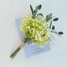 1 Bouquet, 35cm Artificial Gypsophila & Olive Branch Flower Bouquet, Plastic Flowers, Commonly Used For DIY Handicrafts, Home Floral Decor, Office Decoration, Wedding Bouquets, Holiday Party Flowers - Multicolor - View 4