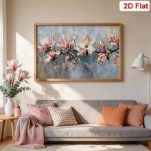 1/5pcs Large Modern Canvas Art, White Magnolia Flower Wall Art, Vintage Botanical Floral Decor, Suitable For Bedroom, Living Room, Bathroom, Gym, Yoga Studio, Home Decoration - Pink - View 6