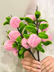 1 pieza Elegante rama de flor de durazno artificial, tallo floral fresco, sin mantenimiento, adecuado para decoración de mesa de boda, decoración de florero para el hogar - Rosa - Ver 7