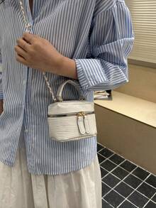 Lightweight Mini Chain Bag Quilted Handbag Bucket Bag Suitable For Girls, College Students And Office Workers - White - View 4