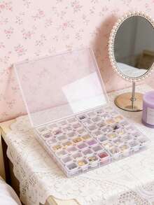 28/56 Grid Clear Plastic Storage Box Transparent Organizer With Adjustable Compartments Portable Bead Container For DIY Craft Jewelry Making Sewing Supplies Nail Art Accessories Multipurpose Lightweight Durable Waterproof Storage Case - Multicolor - View 8