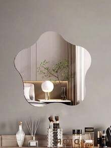 1 件装不对称无框浴室镜，壁挂式梳妆镜，加厚密度板保护镜面，适用于浴室、卫生间、化妆、ins 风格 - 銀色 - 查看 6