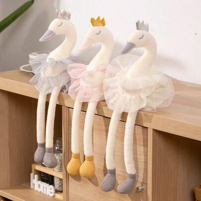 40/60CM Swan Plush Toys Cute Flamingo Doll Stuffed Soft Animal Doll Ballet Swan With Crown Baby Kids Appease Toy Gift For Girls Room Decoration Birthday Gift
