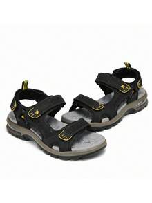CAMEL CROWN Men's Genuine Leather Sandals, Suitable For Hiking, Walking, Beach, Waterproof, Suitable For Outdoor Sports, Equipped With High-Quality Cushioning | Waterproof - Black - View 3