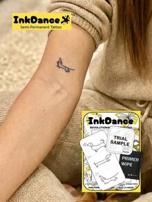 1 Set "Simple Doxie Love" Tech Tattoo Stickers, Semi-Permanent Tattoo, Temporary Tattoo, Long-Lasting, Realistic Tattoo, Waterproof, Real Tattoo Effect, InkDance, Ink Dance, Plant-Based X260 - Black - View 7