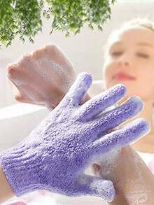 1/2/5pcs Reusable Exfoliating Bath Gloves, Suitable For Scrubbing, Back Massage, Body Exfoliation, Ideal Accessory For Body Cleansing; Also Available In 10/20pcs, Suitable For Bathing, Facial Care, Spa, Hand Washing, Deep Dead Skin Removal - Bath Gloves - View 2