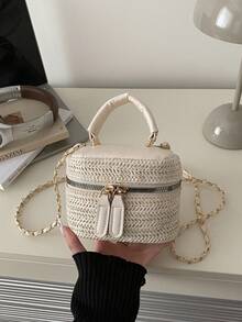 Lightweight Mini Chain Bag Quilted Handbag Bucket Bag Suitable For Girls College Students And Office Workers - Beige - View 9