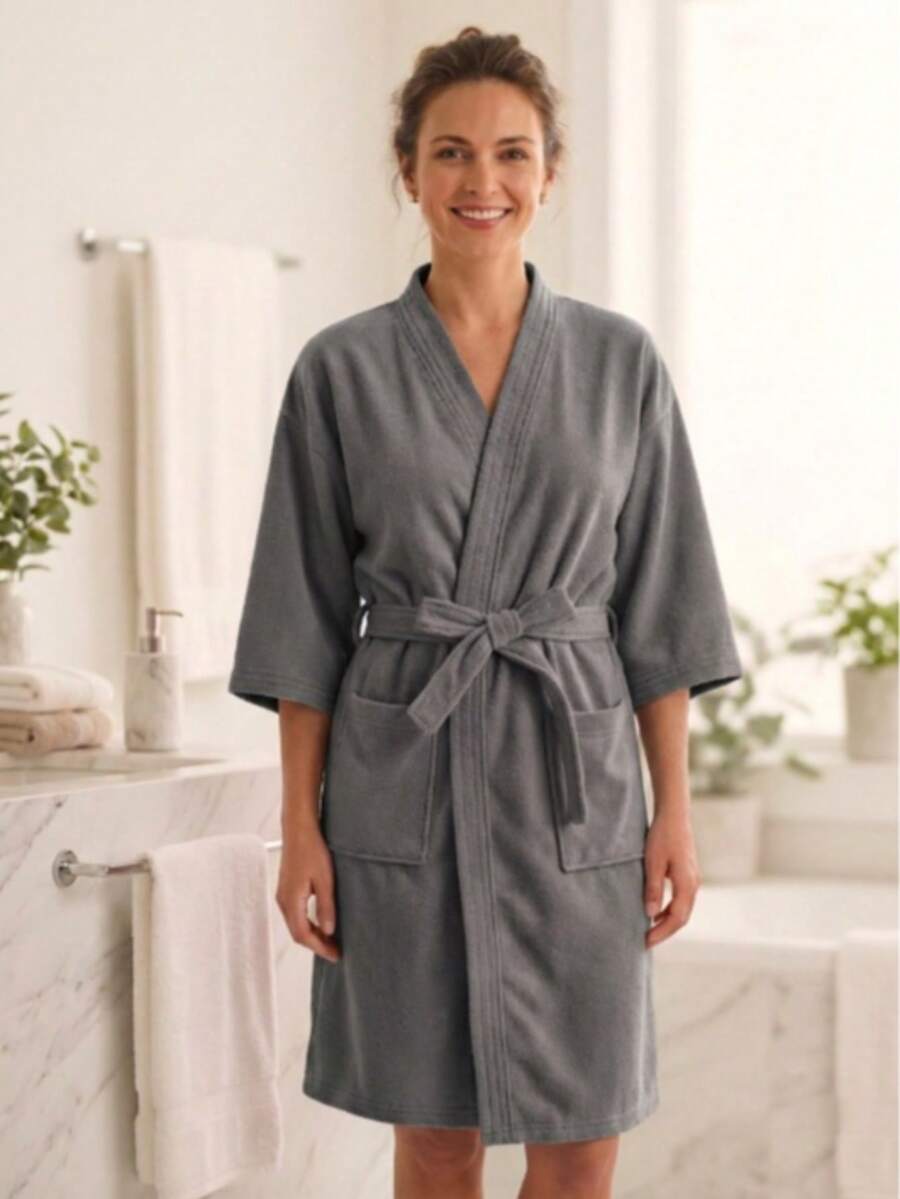 Bata de baño mujer - Gris Oscuro - Ver 1