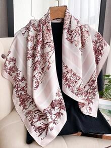 1 chiếc khăn vuông in hoa trang nhã, chất liệu giả lụa, kích thước 90cm, kiểu dáng thời trang, đa năng, thích hợp để che nắng, dùng hàng ngày, đi biển, nghỉ mát, làm phụ kiện, đồ dùng cần thiết khi đi du lịch. - Màu Hồng baby - Xem 6