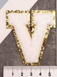 26pcs A-Z Letter Patches, Gold Color, Removable Sew-On 3D Embroidered Alphabet Decals, Suitable For Hats, Jeans, Clothes, Bags, DIY Crafts, Fashion Decoration, Jewelry Boxes, Storage Boxes, Phone Cases - White - View 19