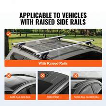 Roof Rack Cross Bars, Aluminum Roof Rack Crossbars, Fit Raised Side Rail With Gap, 200 Lbs Load Capacity, Adjustable Crossbars With Locks, For SUVs, Sedans, And Vans - 54' Crossbar Length - View 2