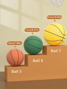 Noise-Reducing Basketball With Porous Foam Structure, Suitable For Quiet Indoor Practice. High Elasticity Basketball Suitable For Apartment Residents' Nighttime Training And Home Gym. High Density Basketball, Stylish , Suitable For Sports Training Equipment And Basketball Accessories - Multicolor - View 3