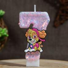 Bougies chiffres de chien de dessin animé, bougies d'anniversaire numéros 0-9 pailletées rose et violet, convient pour diverses décorations de fête et tous les groupes d'âge - Multicolore - Voir 13