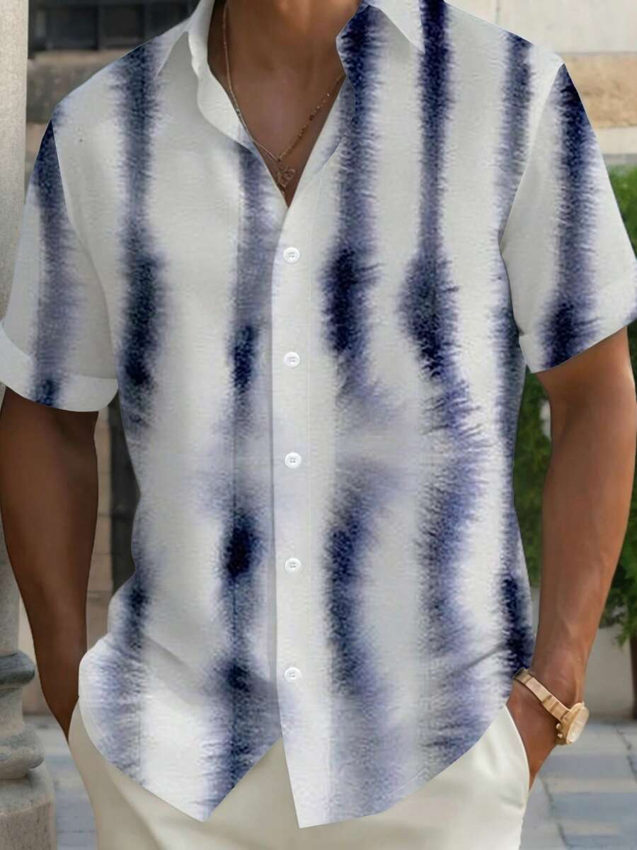 Men'S Casual Short-Sleeve Shirt |   White Base With Floral Pattern All-Over Print Theme, 3D Print, Lapel Collar, Button Details, Non-Stretch Fabric, Loose Fit, Plus Size - Nhiều màu - Xem 1