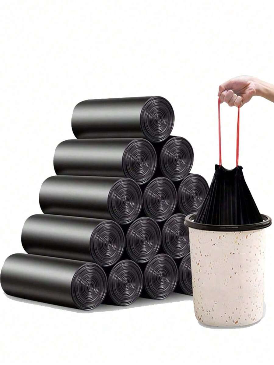 100卷4加仑厨房垃圾袋，适用于厨房、浴室、卧室、家庭和办公室（黑色）