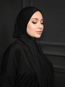 2-En-1 Listo para usar Modesto, Pañuelo de doble capa reversible para uso diario, Hiyab instantáneo - Doble cara (negro + marrón) - Ver 2