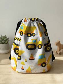 1pc Drawstring Closure Backpack, Multi-Scenario, Super Large Capacity, Ultra-Lightweight, , Fashionable, Foldable Storage Bag, Cartoon Car Print Drawstring Fitness Sports Backpack, Dustproof Storage, Suitable For Outdoor, Fitness, Daily Commute And School Use - Multicolor - View 12