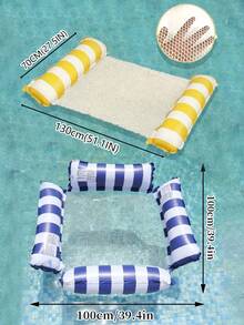 Double Inflatable Adult Water Hammock Lounge Chair - Durable PVC Material, Foldable Striped Inflatable Pool Float Pad, Suitable For Pool Parties And Summer Gifts - Upgraded Version - View 5