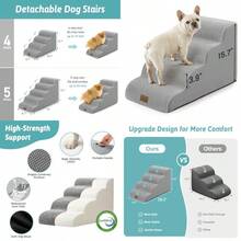 Escaleras para perros pequeños escalón curvado para mascotas con cubierta a prueba de fugas rampa de espuma de alta densidad para gatos para cama o sofá ligera duradera cómoda 15.7 x - Gris - Ver 1