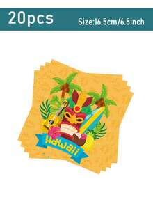 10PCS Aloha Luau Plates And Napkins,Hawaiian Tropical Tiki Party Supplies Disposable Tableware Set Luncheon Dinner Paper Plates Napkins For Birthday Party,Holiday Parties, Weddings, Graduations, Summer Parties - Multicolor - View 9