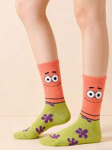 SpongeBob SquarePants 2 chiếc quần ống rộng và đôi tất cổ cao cùng kiểu, tất hoạt hình dễ thương, mềm mại, thoáng khí, thích hợp mặc hàng ngày. - Nhiều màu - Xem 6
