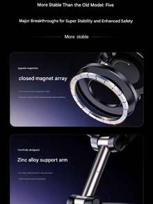 磁吸式车载手机支架 - 真空吸盘导航支架 - 可折叠桌面支架 - 彩色 - 查看 6