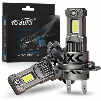 TOAUTO 2pcs LED Headlight Bulbs H7 High Beam And Low Beam Or Fog Light, 6500K Cool White Plug & Play High/Low Dual Beam, Vehicle Beam Pattern, Modern Automotive Lighting, 500% Brighter, Tubes & Aviation Aluminum Housing For Cars