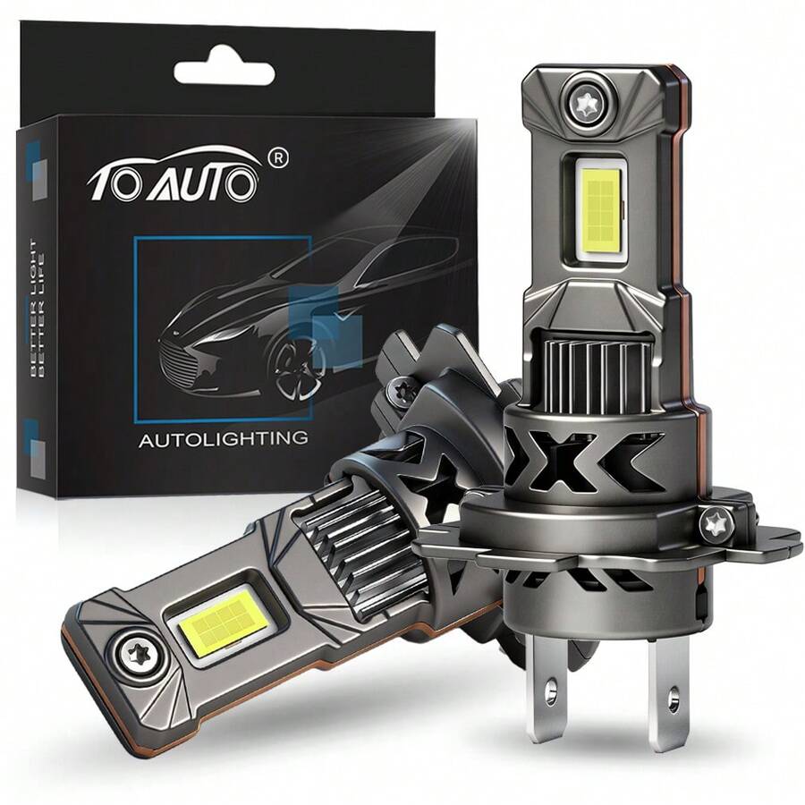 TOAUTO 2 Peças Lâmpadas de Farol LED H7 para Farol Alto e Baixo ou Luz de Neblina, 6500K Branco Frio Plug & Play Feixe Duplo Alto/Baixo, Padrão de Feixe Veicular, Iluminação Automotiva Moderna, 500% Mais Brilhante, Tubos e Carcaça de Alumínio Aeronáutico para Carros - A - Visão 1