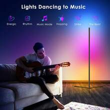 LED Corner Floor Lamp - DIY Color Changing, RGB Smart Modern Lamp (Adjustable, Approx. 142cm) With Remote Control And App Remote Control, Powered By USB Port, Four Modes That Move With The Music, Suitable For Game Rooms, Bedrooms, And Holiday Decorations - AS-02/1 - Xem 5