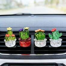 1/2/4pcs Mini Transparent Acrylic Succulent Car Air Vent Clip Fragrance Diffuser, Faux Succulent Interior Decor, Car Air Freshener - Plant - View 13