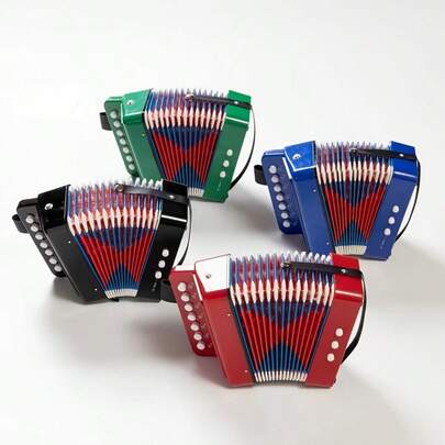 1 pieza Mini Guitarra de 7 Teclas con Tirador Manual, Instrumento Musical Excelente para Principiantes Adultos, Excelente Regalo Pequeño