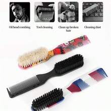 1 chiếc bàn chải vệ sinh chuyên nghiệp & bàn chải râu chống tĩnh điện - Bàn chải cổ hai mặt chuyên nghiệp dành cho thợ cắt tóc, bàn chải tạo hình râu, bàn chải làm sạch, lược cắt tóc đa năng, dụng cụ cạo râu chuyên nghiệp. - Nhiều màu - Xem 3