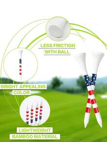 3 1/4" & 2 3/4" Golf Tee Wooden Tees, 10/20/50pcs Set, Durable With Colorful Striped Design To Maintain Consistent Height, 70mm Long Tees Suitable For Golfers - Multicolor - View 5