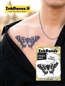 1 Set "Butterfly" New Technology Temporary Tattoo Stickers, Semi-Permanent Fake Tattoos, Waterproof Long-Lasting, Realistic Design, Plant-Based Formula, Ink Dance Gift Holiday Body Art X220 - Black - View 7
