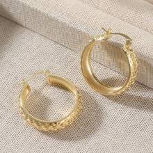 1 Pair Minimalist Bohemian Style Twisted Copper-Tone Earrings, Suitable For Women's Daily Wear Or Party Occasions, Exquisite Jewelry, Perfect Holiday Gift - Gold - View 6