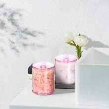 Hộp đựng tăm bông 6 chiếc có nắp nhựa - Hộp đựng đồ trang điểm trong suốt 10oz và lọ đựng mỹ phẩm dùng cho bông tẩy trang, tăm bông, chỉ nha khoa, kẹp tóc, kẹp giấy, dây buộc tóc (Màu hồng) - Hồng - Xem 5