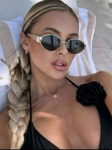 Retro European Style Small Oval Glasses, Unisex, Suitable For Y2K Era, Can Be Worn Daily, Street Style, Vacation, Casual, Beach Outfit, Women's Accessories And Clothing Accessories - Multicolor - View 1