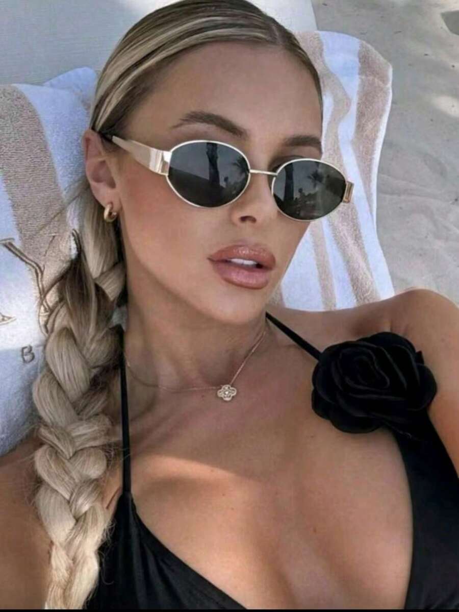Retro European Style Small Oval Glasses, Unisex, Suitable For Y2K Era, Can Be Worn Daily, Street Style, Vacation, Casual, Beach Outfit, Women's Accessories And Clothing Accessories - Multicolor - View 1