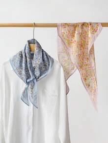 1 pièce Foulard/Écharpe de style champêtre chic floral, doux pour le printemps/l'été, la plage, les vacances - Multicolore - Voir 8