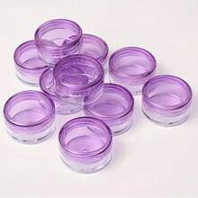 5pcs Transparent Plastic Cosmetic Jars With Purple/White Lids, Suitable For Creams, Lotions, Beads, Eyeshadows, Samples Travel Containers - Multicolor - View 2