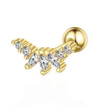 1pc Gold Curved Zirconia Cartilage Stud Earring Body Piercing Jewelry Suitable For Daily Commute Wear - Yellow Gold - View 7