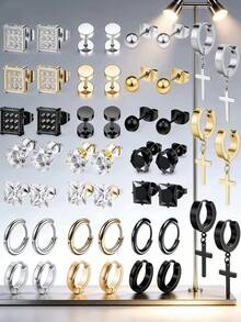 8 Pairs Fashionable & Elegant Stainless Steel Earring Set, Available In Multiple Colors, Suitable For Daily Wear Or Parties, Can Be Gifted To Friends And Family - 8 Pairs Of Earrings - View 6