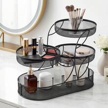 1Pc Multi-Tier Metal Countertop Organizer, Sturdy Multi-Use Rack, Vanity/Bathroom/Bathroom Counter, Black/Whit - 黑色 - 查看 6