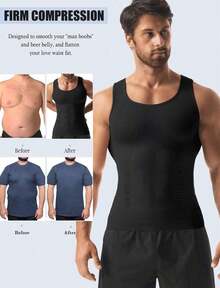 Men's Slimming Vest Tummy Control Shapewear Tank Top Chest Compression Shirt Body Shaper Gynecomastia Compression Undershirts Shaping Belly Abdomen Underwear Gym Workout - trắng - Xem 2