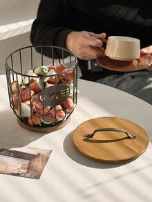 1pc Coffee Capsule Basket, Coffee Capsule Storage Tray, Dried Fruit Plate, Coffee Table Snack Plate, Suitable For Home Living Room - Black - View 8